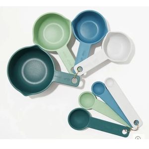 **NWT**Blue/Green FOOD 52 Bamboo Measuring Cups & Spoons Set